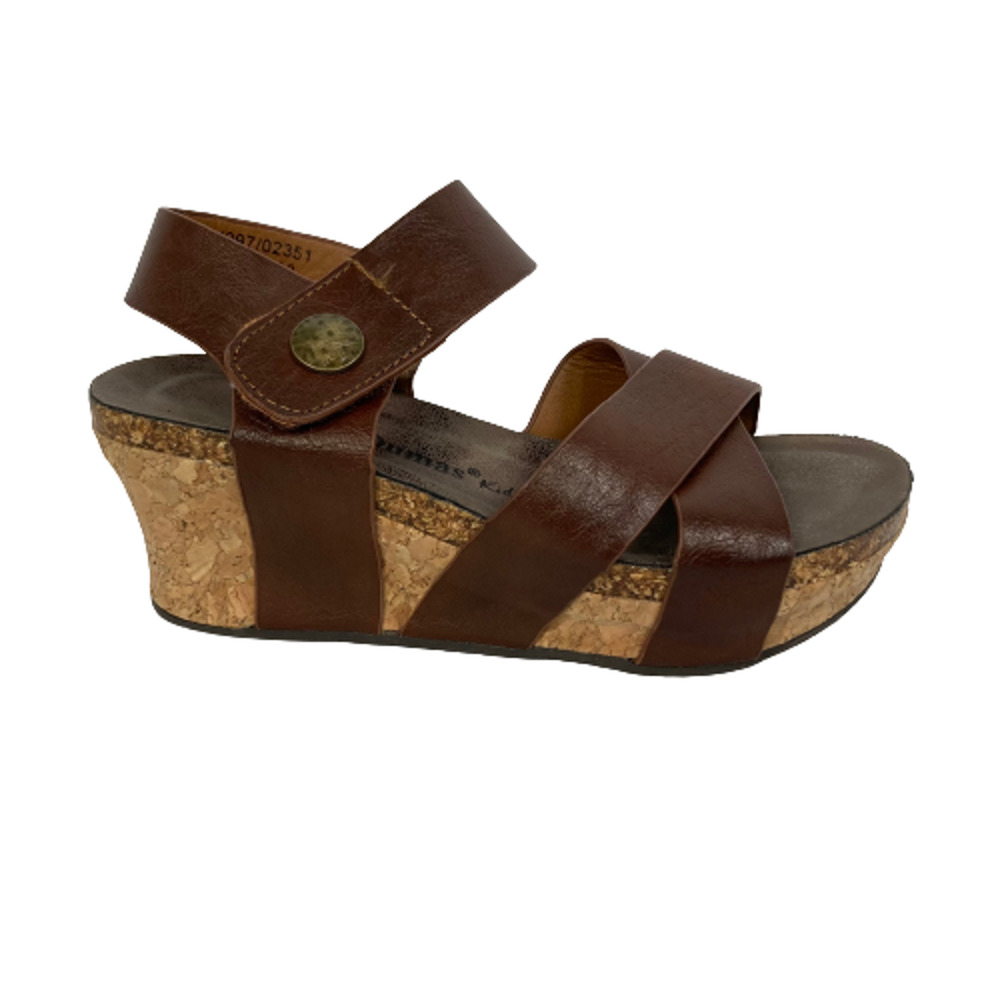 Pierre Dumas Sandals Girls Sz 12 Brown Ankle Strap Cork Wedge‎